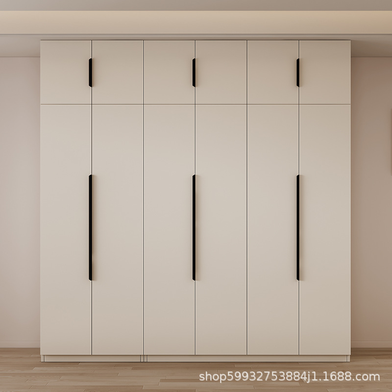 Armario de madera maciza dormitorio doméstico moderno simple puerta corredera de viento crema habitaciones de alquiler almacenamiento armario image 3