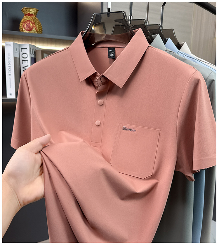 Áo polo nam tay ngắn cổ bẻ phong cách doanh nhân trung niên — Xanh da trời2810 chi tiết 18
