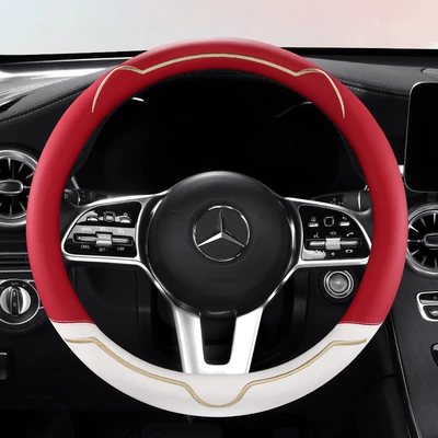 Leather Car Steering Wheel Cover: Steering wheel cover