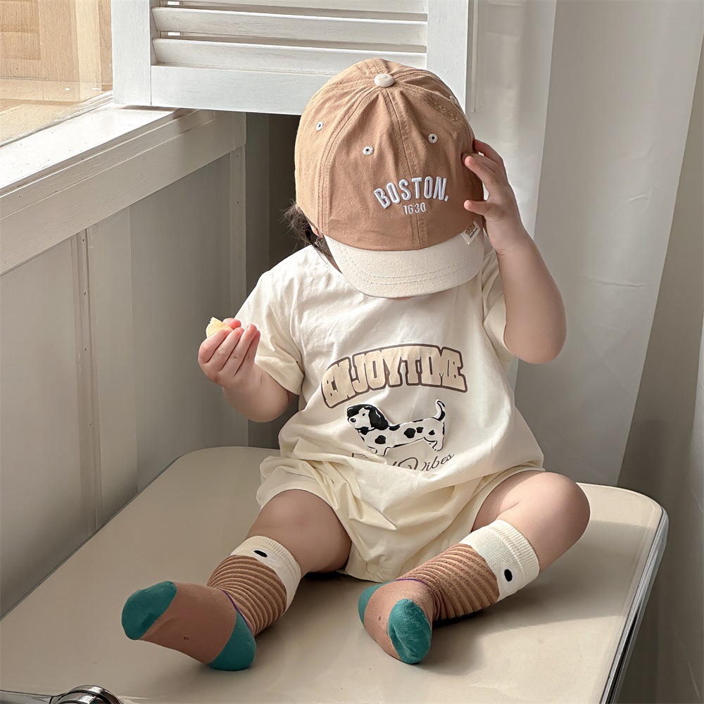 Ropa de bebé 2024 verano 0-2 años niño bebé de dibujos animados casual de manga corta mameluco de una pieza traje de escalada traje de salida 1