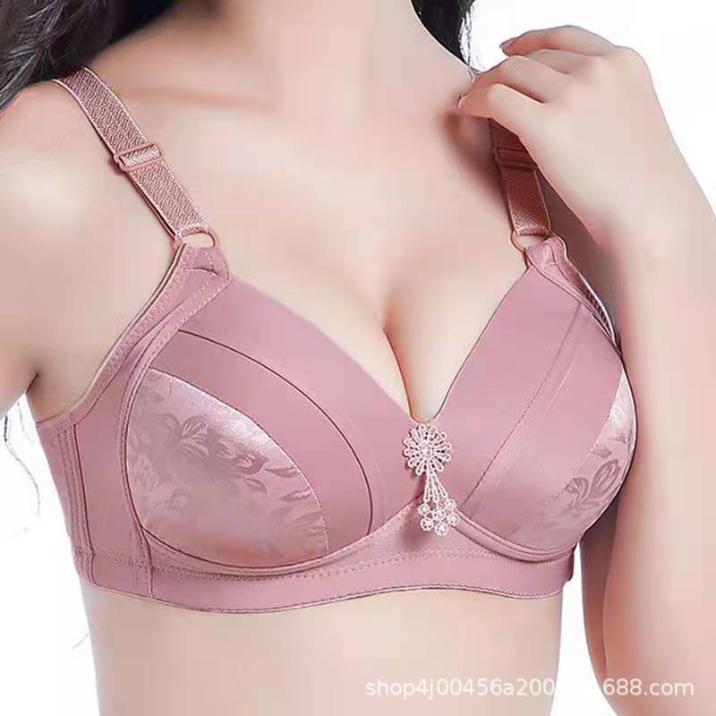Factory direct supply large size thin no steel ring underwear comfortable gathered breathable bra middle-aged mother bra