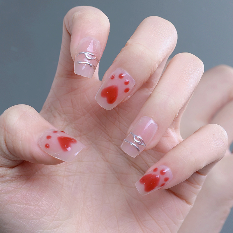 Parche de uñas terminado 2023 nuevo desgaste de uñas de alta calidad cortas pegatinas de uñas azules hechas a mano al por mayor