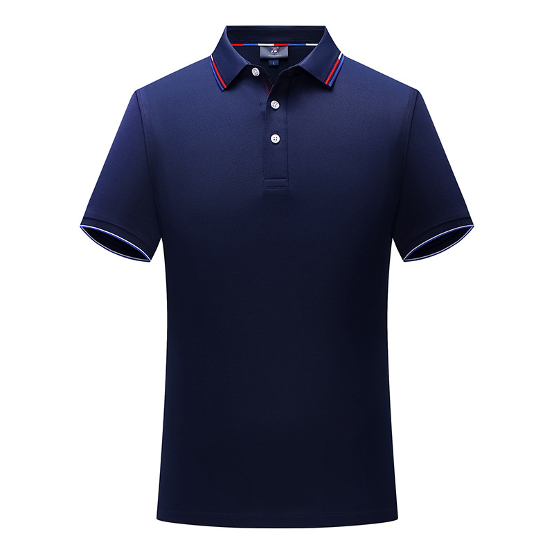 Antibacterial fresco sensación ligero transpirable absorción de humedad de alta color elástico solapa manga corta Polo camiseta de los hombres de negocios casual