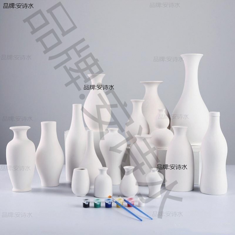 陶瓷素胚花瓶白色白胚青花瓷彩绘儿童手工diy画画陶艺素坯非石膏