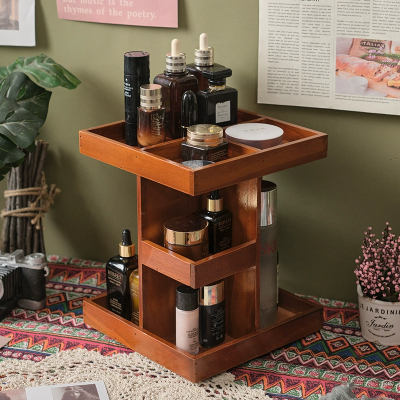 Косметическая коробка для хранения Вращающаяся деревянная коробка для хранения