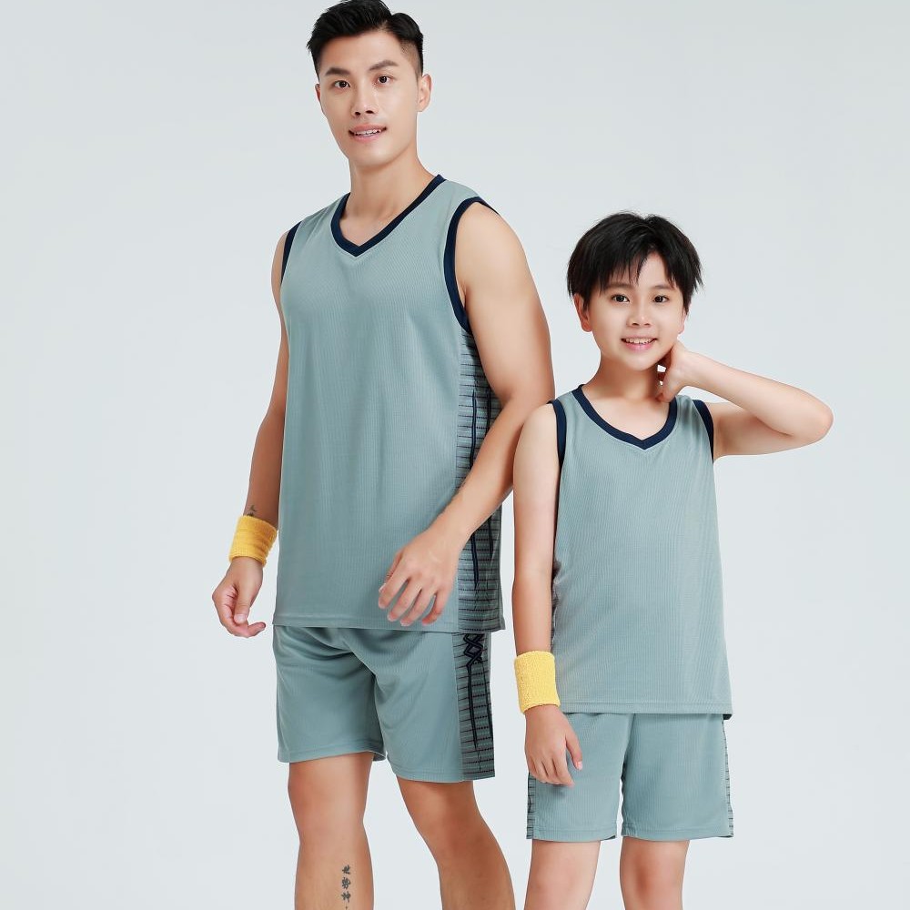 恒乐达2025新款纯色篮球服套装男夏季儿童成人加大码透气印字球服
