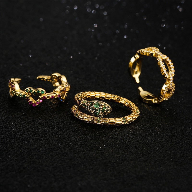 fashion red blue green eye micro-inlaid zircon snake opening ring