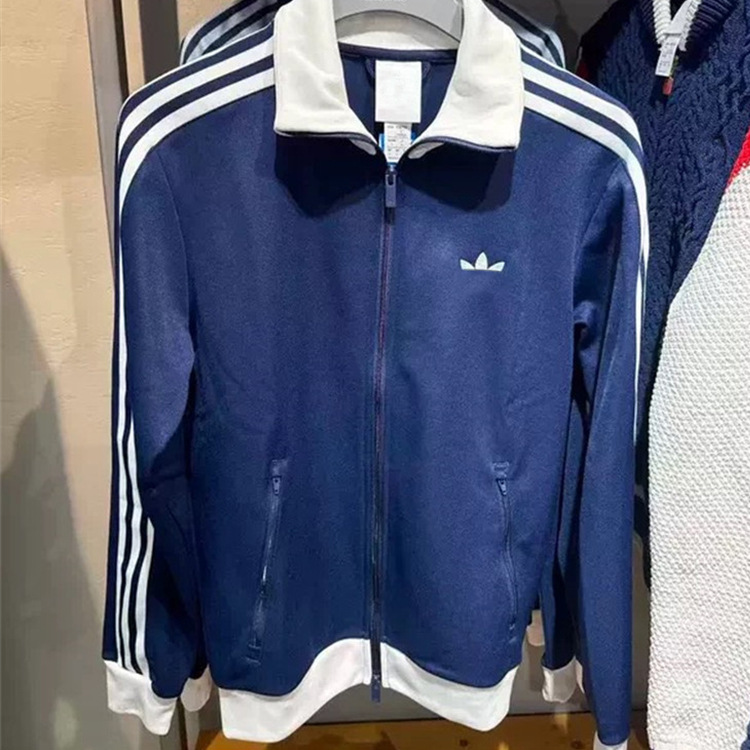 Adidas Embroidered Logo Couple's Sports Sweatshirt for Spring and Autumn, Men's and Women's Pure Cotton Casual Jacket, Stand Collar Cardigan Jacket Wholesale