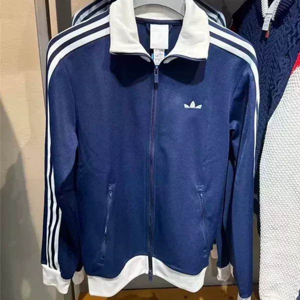 Adidas Embroidered Logo Couple's Sports Sweatshirt for Spring and Autumn, Men's and Women's Pure Cotton Casual Jacket, Stand Collar Cardigan Jacket Wholesale