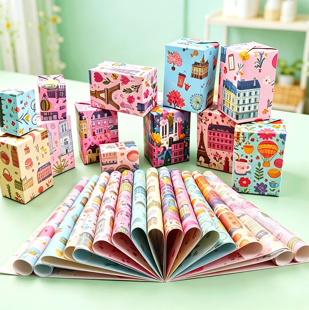 Cuento de hadas francés papel de embalaje de París Torre Eiffel elemento macaron sistema encantador adecuado para el embalaje de regalos de vacaciones image 5