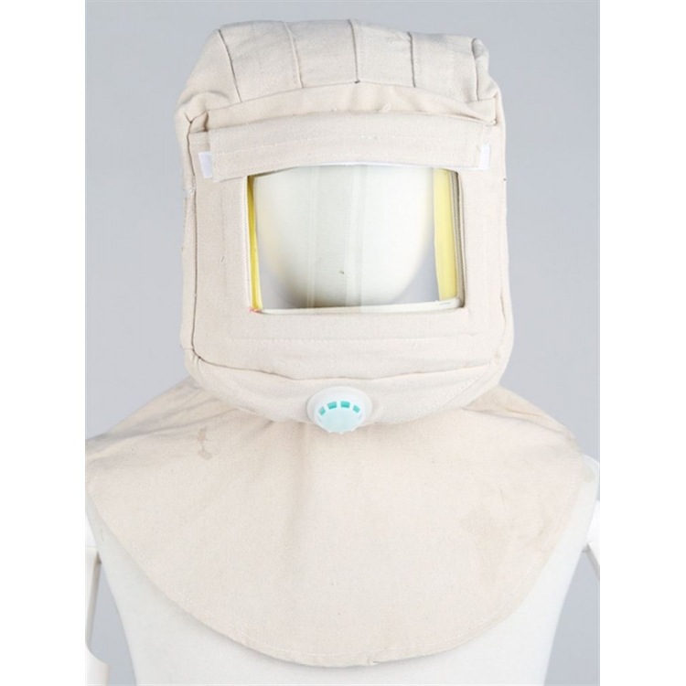 防溅风沙头套帽面罩打磨防尘喷砂喷漆通风弯玻璃大头帽风帽垒德株