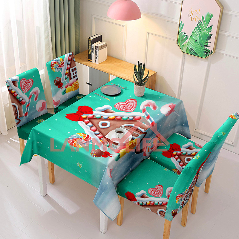 Navidad transfronteriza muñeco de nieve impresa manto de mesa decoración festiva de poliéster manto de mesa rectangular manto de mesa a prueba de polvo mayorista
