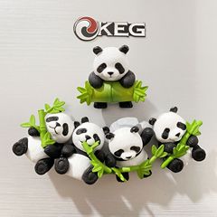 国風パンダ冷蔵庫貼り8点セット創意文創マグネットpvc 3d立体磁気冷蔵庫家庭装飾置物