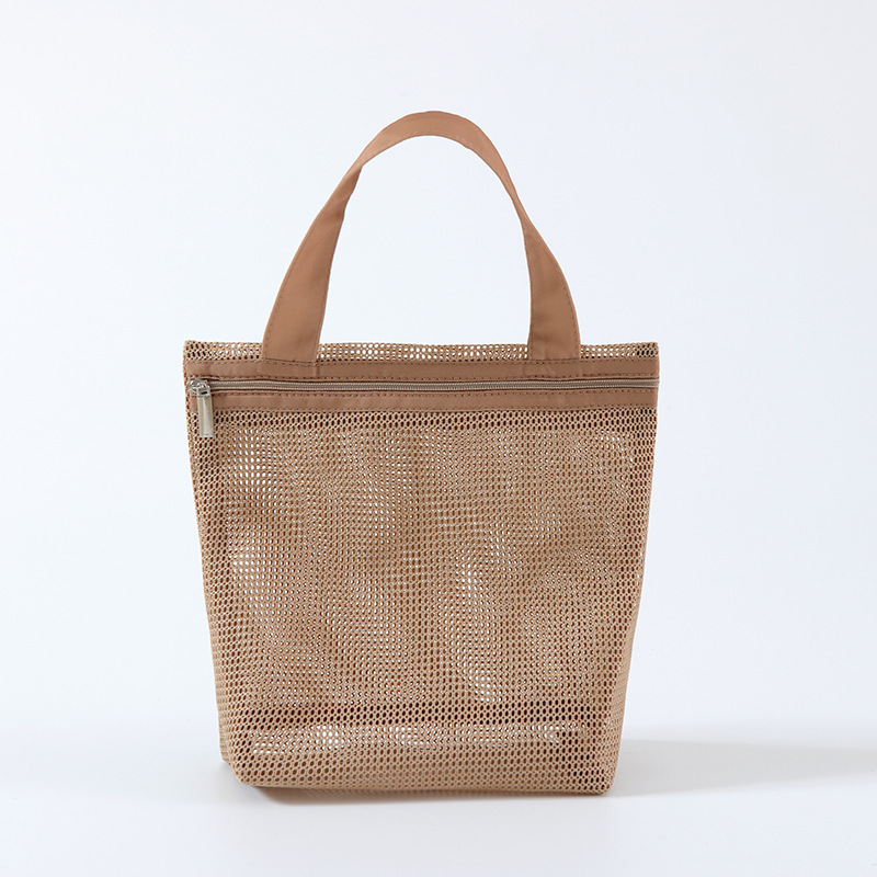 Mummy Bag Handbag Travel Square Mesh Hollow Breathable Storage Bag Multifunctional Bag Zipper Japanese and Korean Ins
