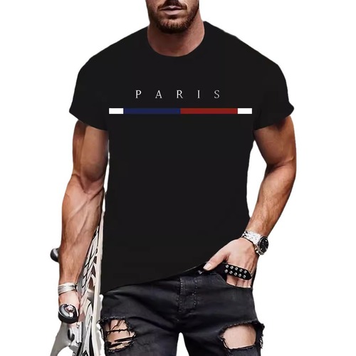 2024 Tomi Men's Short-Sleeve Summer Round-Neck Pure Cotton Loose Casual Daily Base Shirt Trendy One Piece