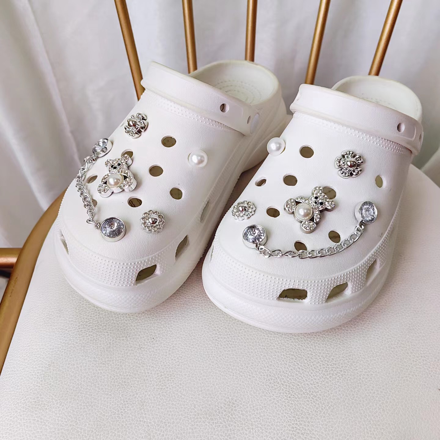 30g Weight Slippers Suitable For Shoe Type Shoe Buckle Shoe Accessories Type 1 Set Quantity Daily Occasion PP Material Bear, Flower Pattern Winter, Summer, Spring Season Women's Gender Bear Flower Shoe Accessories PP Slippers Winter Summer Spring Shoe Buckle 10
