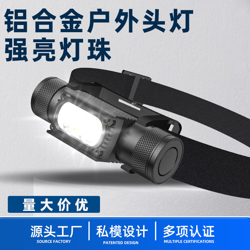 Xinyang Aluminum Alloy Led Headlamp with Long Battery Life, Dual Light Sources, Strong Light, Ultra-Bright, High Lumen Outdoor Head-Mounted Headlamp