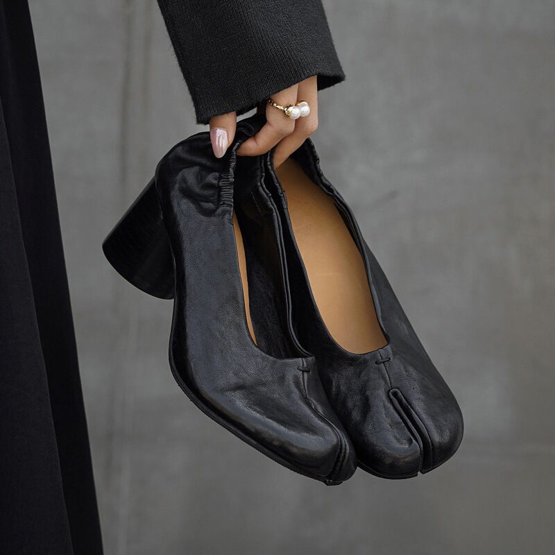 Luxurious washed horsehide! Washed vegetable-tanned horsehide split-toe high-heeled shoes, handmade women's shoes, 2026 spring new model Luxurious washed horsehide! Washed vegetable-tanned horsehide split-toe high-heeled shoes, handmade women's shoes, 2026 spring new model