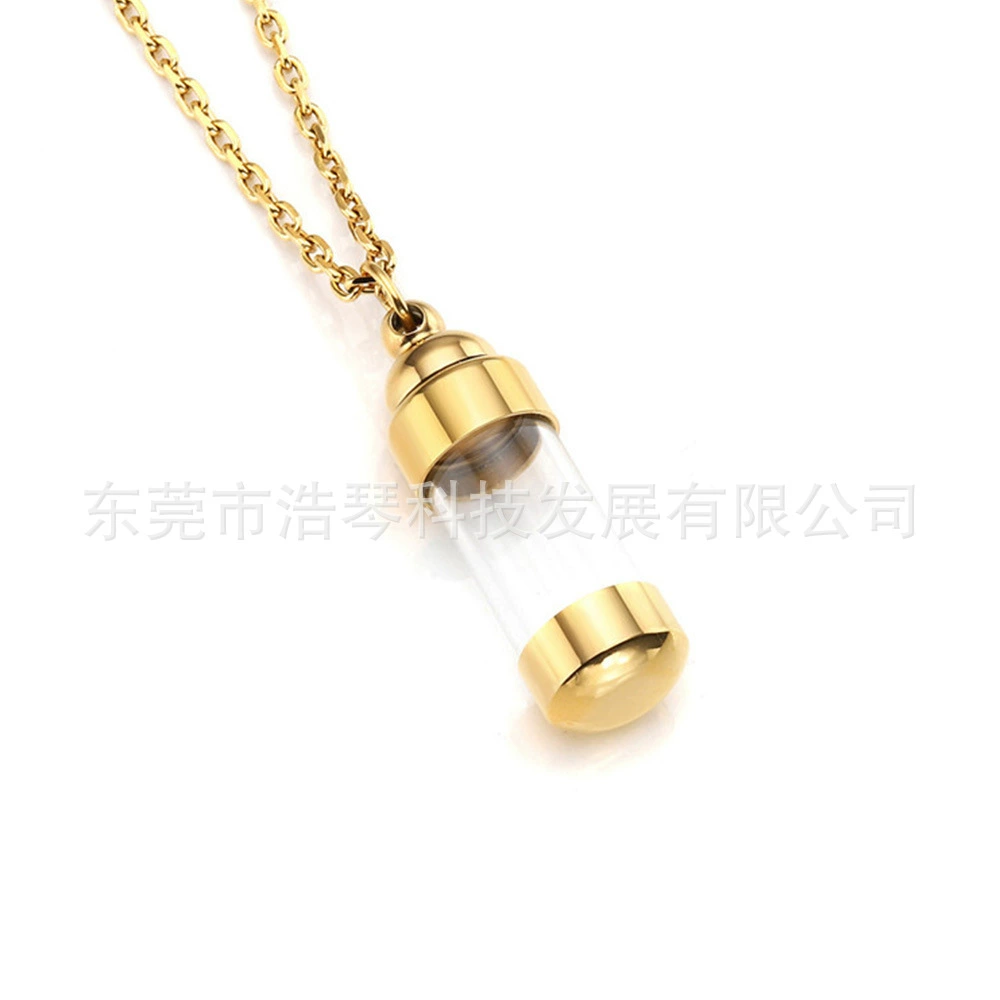 Нержавеющая сталь Стеклянная трубка Цилиндрические ювелирные изделия для кремации Сувениры Памяти родственников Пепел домашних животных Волосы Пепел Ожерелье