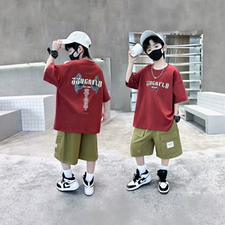 2026新款男童夏季套装 儿童短袖男孩童装 中大童夏款潮流时髦套装