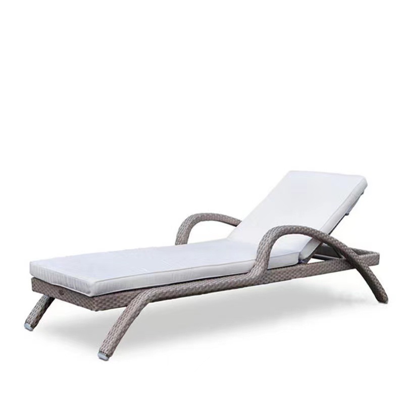 Tumbona de Ratán para Piscina Exterior, Cama de Playa, Cama de Hotel, Cama de Spa de Aguas Termales, Plegable