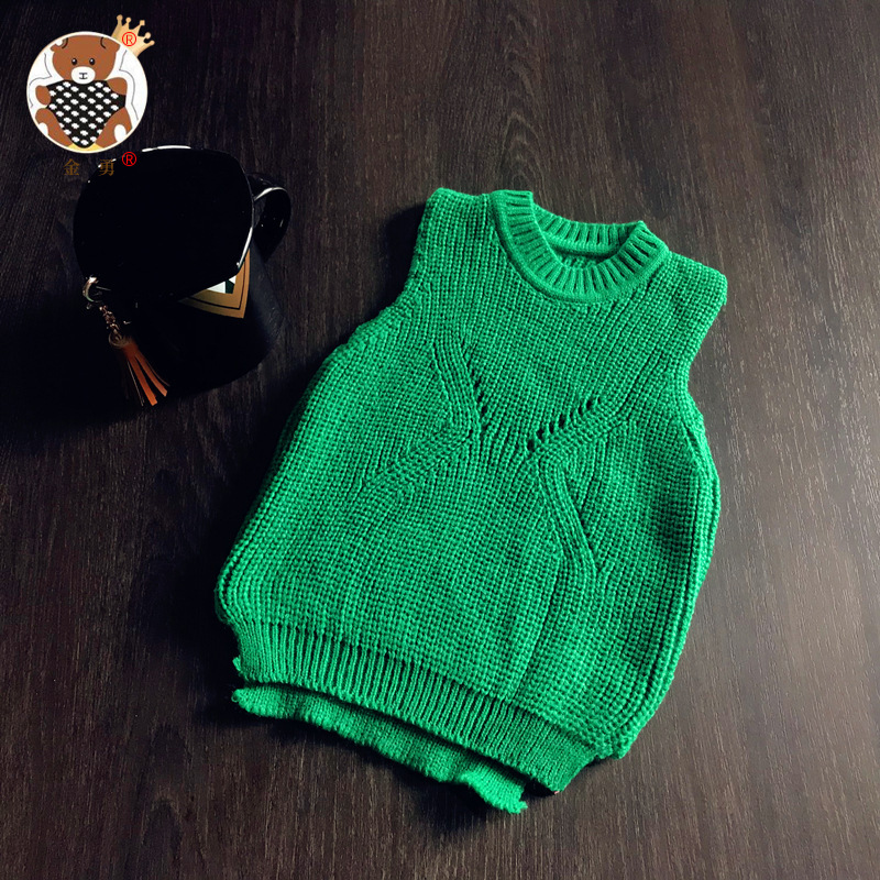 Entrega de una pieza [Jin Yong] Chaleco de punto para niños chaleco de lana para bebés suéter de color sólido para niños nuevos