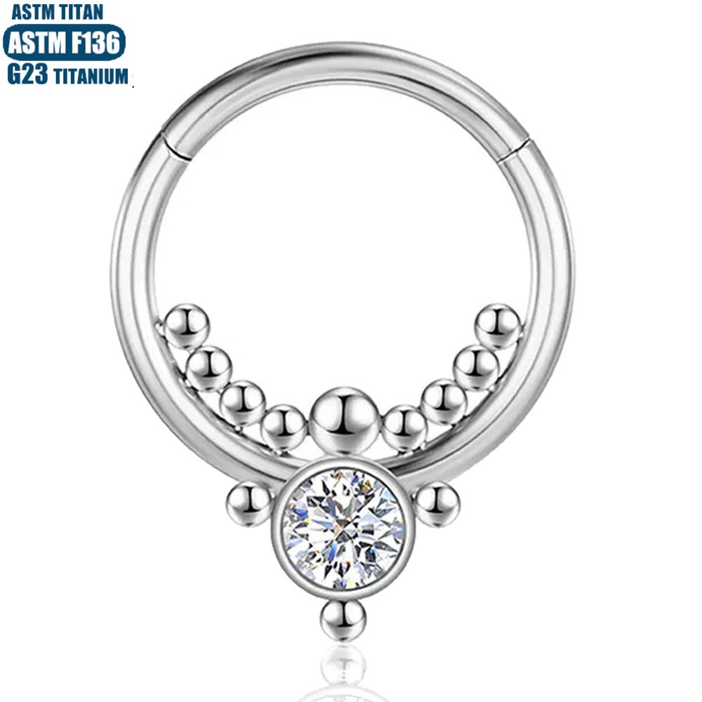 Silver pointed spike labret stud material detail