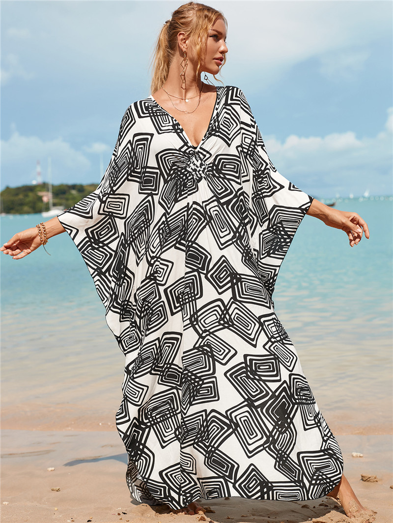 224g Weight Sunscreen Shirt Outerwear Type 3/4 Length Sleeve Sleeve Length Polyester Fabric Type Long Top Length V Neck Neckline Printing, Leopard Pattern Spring&Summer Season Women's Gender Vacation, Beach Style Women's Printing Leopard Vacation Beach Cover Ups 91