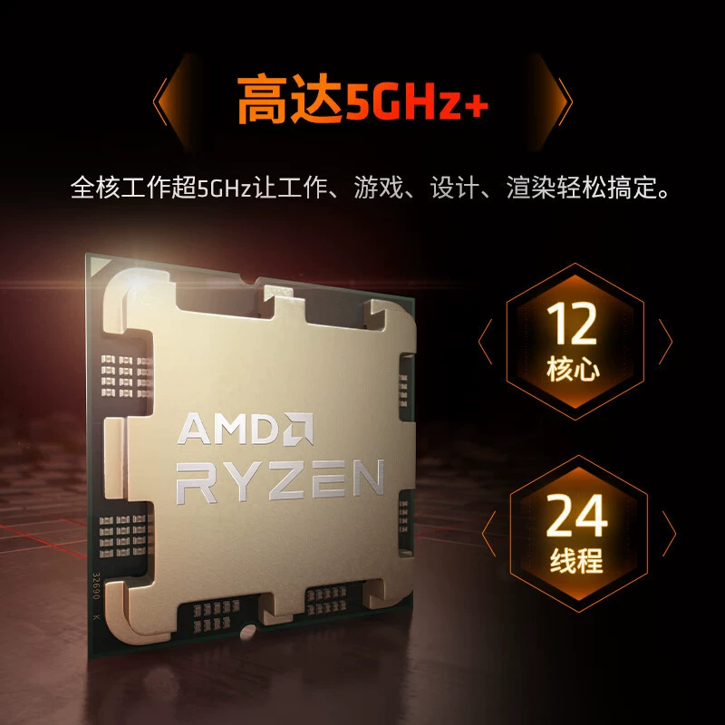 Процессор AMD 7000 серии Ryzen R9 7900X с интерфейсом AM5, многоядерный в штучном исполнении
