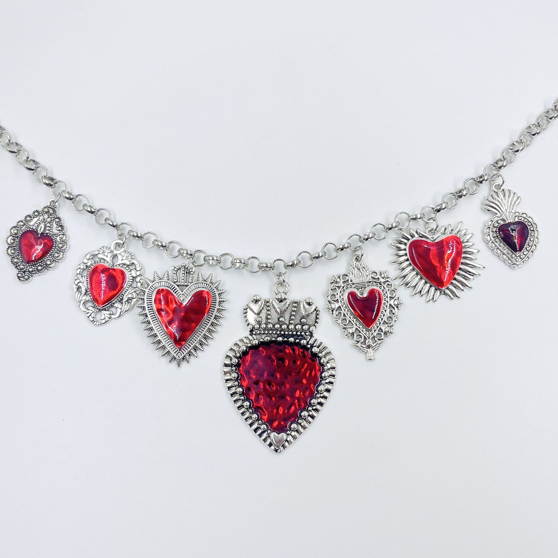 Banquet, Daily Occasion Copper Material Heart Shape Pattern Streetwear Heart Shape Alloy Copper Wholesale Pendant Necklace