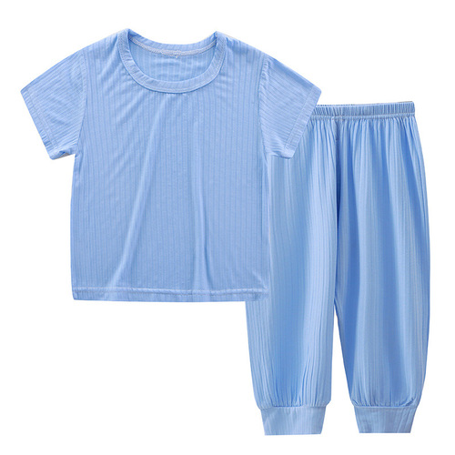 儿童夏季短袖面膜睡衣新款莫代尔棉女童男孩家居服薄款空调服套装