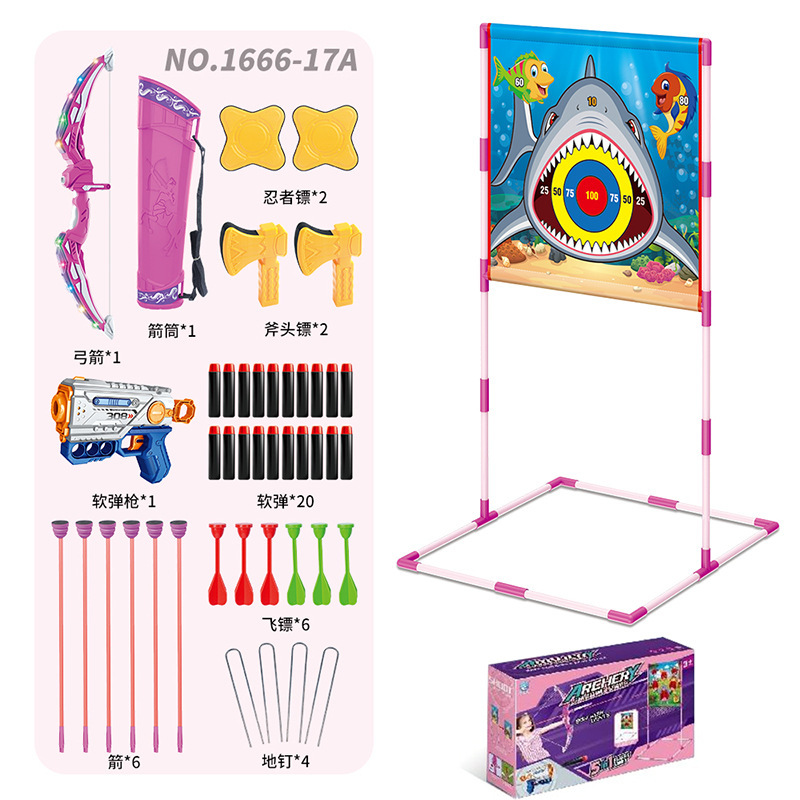 deportes infantiles transfronterizos, arco y flecha, dinosaurios, tiburones, fútbol, lanzamiento con arrowbox, juguetes interactivos para padres e hijos en interiores y al aire libre