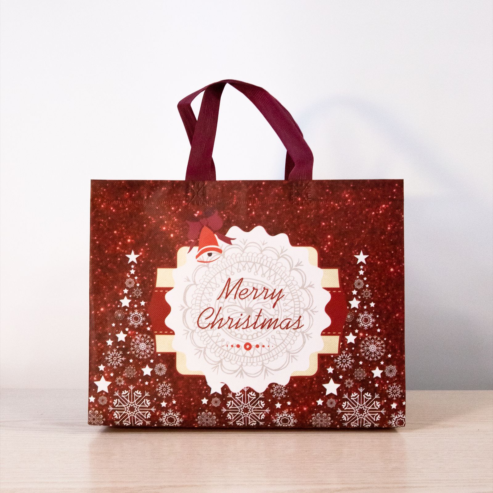 Linhai spot bolsa de regalo de Navidad láser de Santa Claus bolsa no tejida bolsa de película de Navidad bolsa de regalo de fiesta