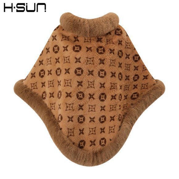 Capa tipo chal de otoño e invierno 2026, nueva bufanda de piel sintética de conejo, abrigo de punto para mujer, prenda exterior holgada y versátil. image 50