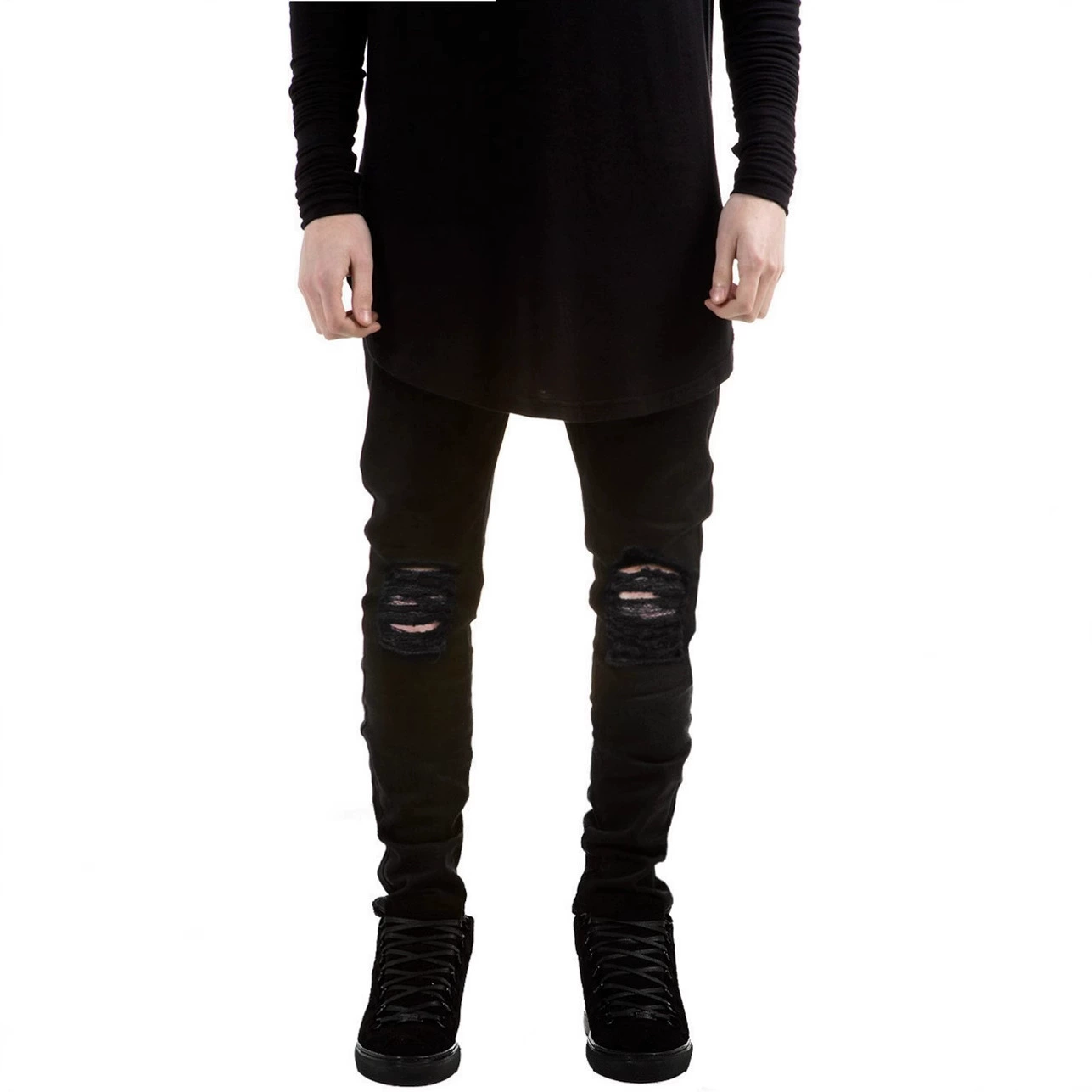 Джинсы черные эластичные деним, для импорта, европейский стиль, slim fit
