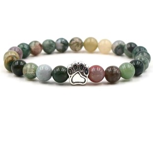 European and American Amazon Indian agate dog claw bracelet line agate fashion men and women elastic couple bracelet wholesale