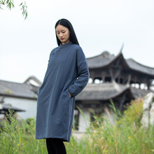 25冬新棉麻女装复古中式保暖加厚棉袍子盘扣立领棉麻宽松女式棉衣