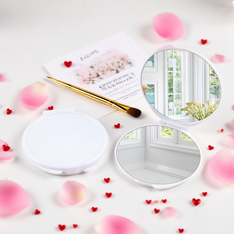 Nuevo espejo redondo pequeño, mini espejo plegable con logo impreso, espejo de doble cara, espejo portátil de alta definición, espejo pequeño al por mayor