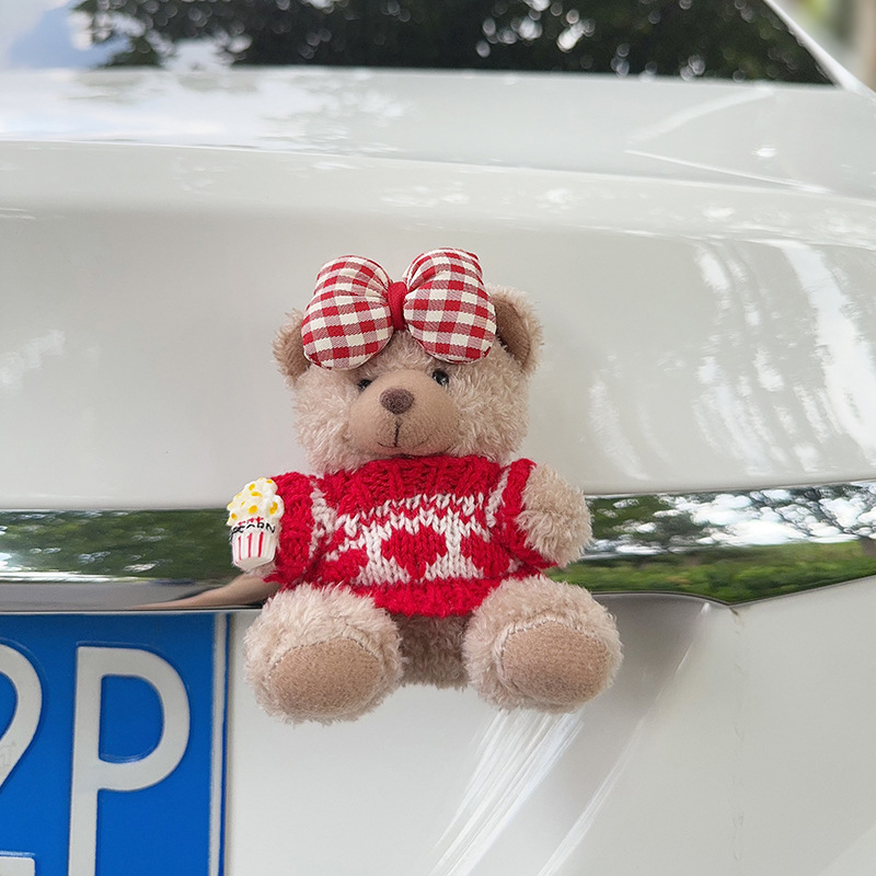 Colgante de cola de automóvil lindo peluche oso muñeca muñeca baúl de automóvil decoración de decoración de motocicleta eléctrica