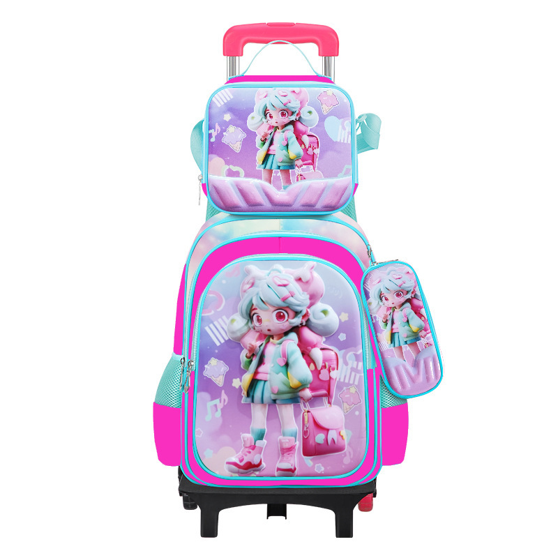 Nuevo tipo de bolsas de tirón de tres piezas de dibujos animados unicornio para niños mochila de espalda de gran capacidad para hombres
