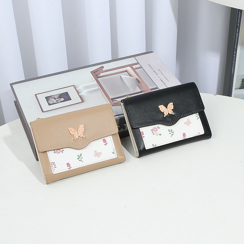 Nueva billetera de dama de alto nivel, impresión de mariposa transfronteriza multifuncional bolsa de tarjetas corta personalizada bolsa de cambio para mujeres
