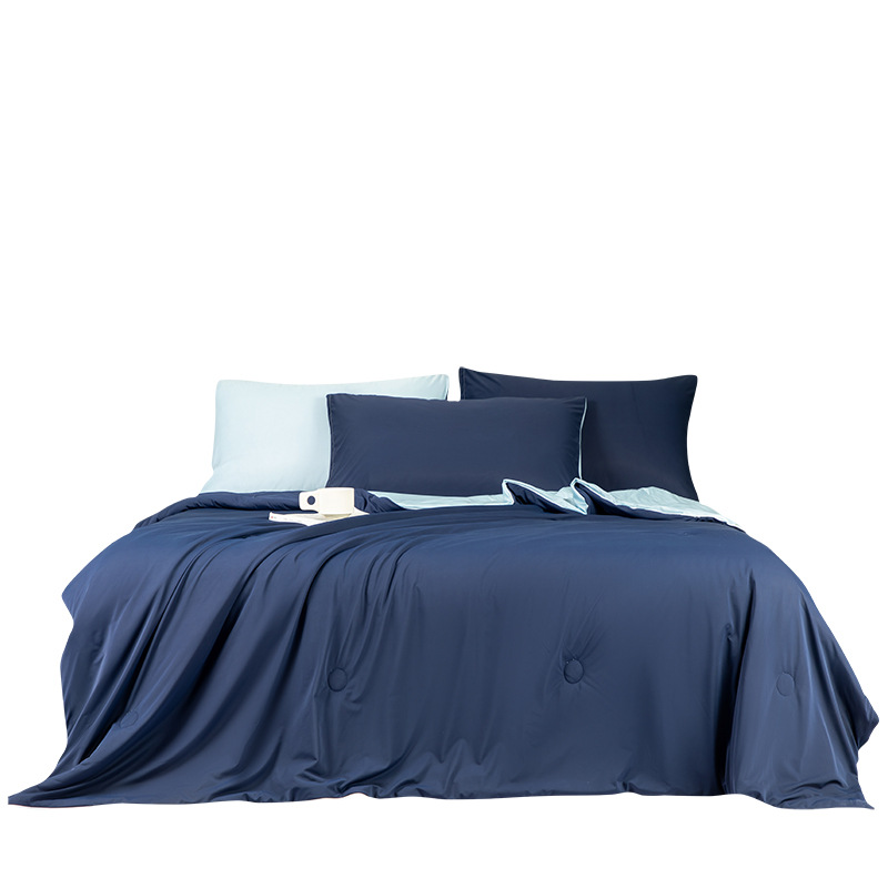 Class a Antibacterial Cooling Silk Summer Quilt Set, Four-Piece Summer Single Quilt, Machine Washable Ice Silk Air Conditioning Quilt, Thin Quilt
