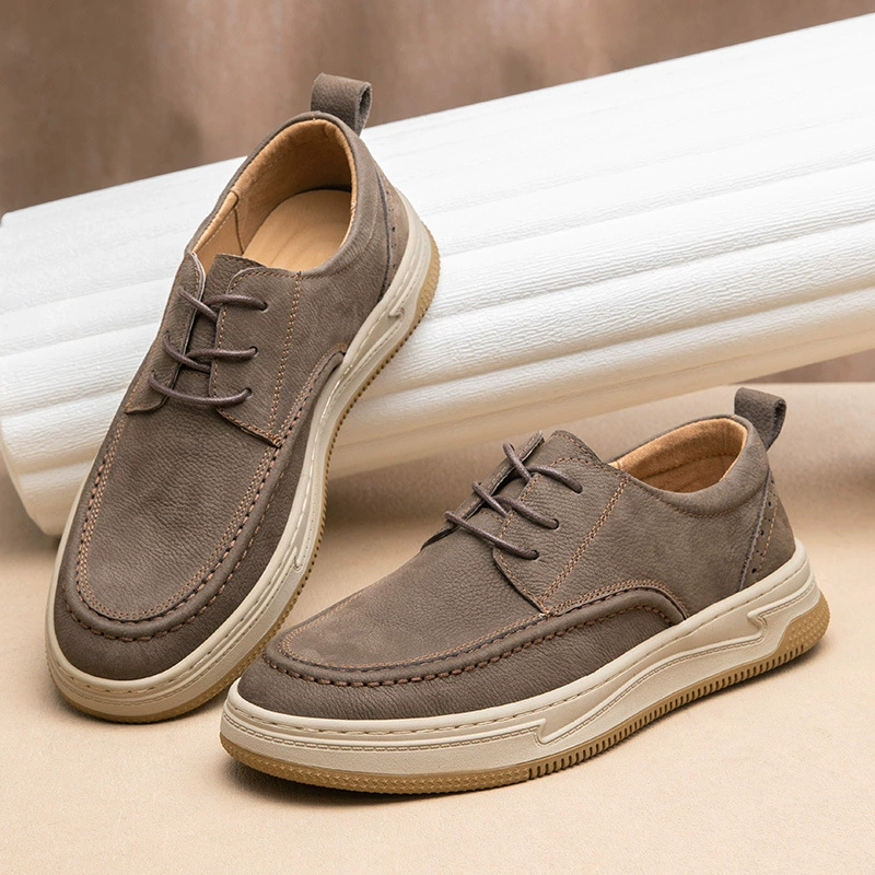 Повседневная мужская обувь из натуральной кожи, весенне-осенняя новая деловая кожаная обувь на шнуровке, модные низкие кроссовки на мягкой подошве, универсальные в стиле ретро