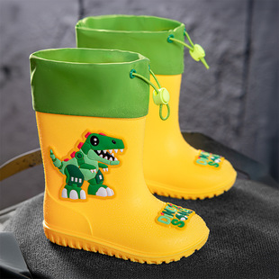2024 new children's rain boots fleece-lined detachable girls non-slip waterproof baby rain boots kids water shoes 6-12 years old