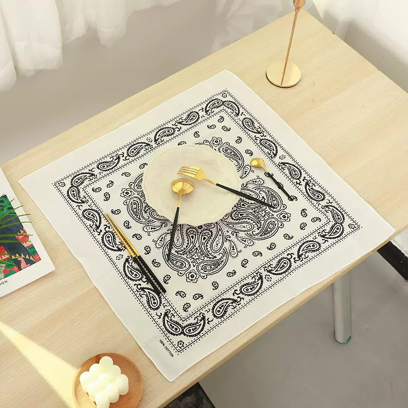 55cm纯棉日系印花大方巾 全棉大腰果嘻哈运动头巾面罩 户外运动