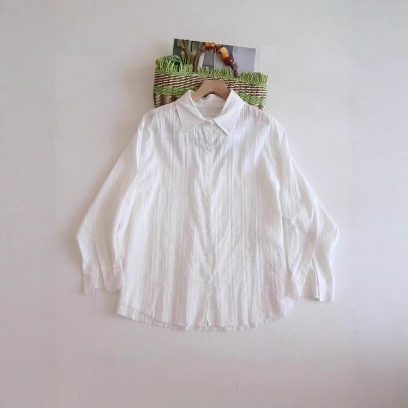 In-Stock Song Hye-Kyo Korean M*Ia Designer 25 Summer Loose Slimming Solid Color Textured Long-Sleeve Shirt