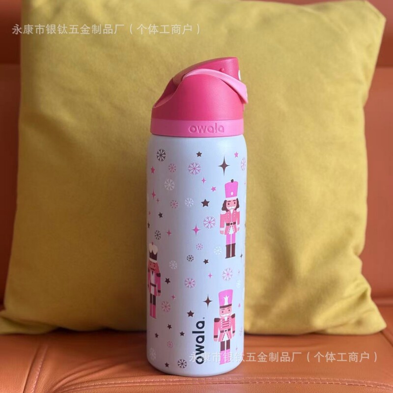 32oz花色亚马逊水果杯大容量不锈钢保温杯户外手提双饮弹跳运动水|undefined