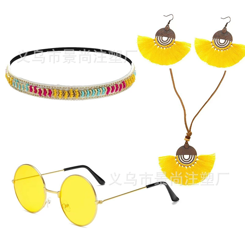 headband, алмазная подвеска с кисточками, ожерелье, комплект, европейский стиль, бохо стиль