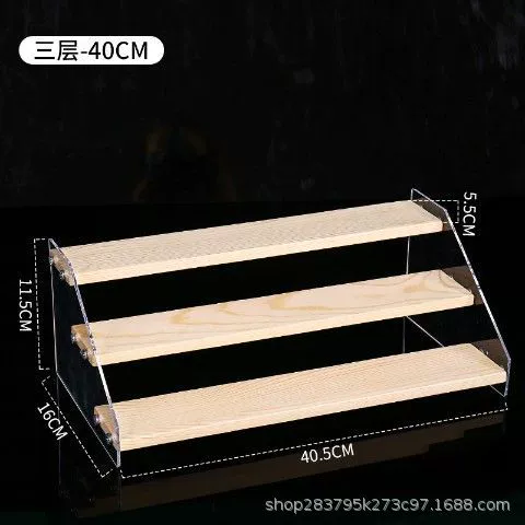 Display Stand Acrylic & Wood Ladder, Multi-Tier Doll Minifigure Rack, 20–50 cm Options
