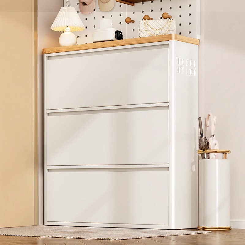 Ultra-Thin Flip-Top Shoe Cabinet for Home Use, Indoor Wall-Mounted Entryway Cabinet, 15cm Steel Entryway Cabinet, Small Narrow Shoe Rack